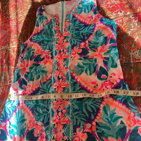 Lilly Pulitzer Sleeveless Pink and Blue Floral Romper - Picture 11 of 14